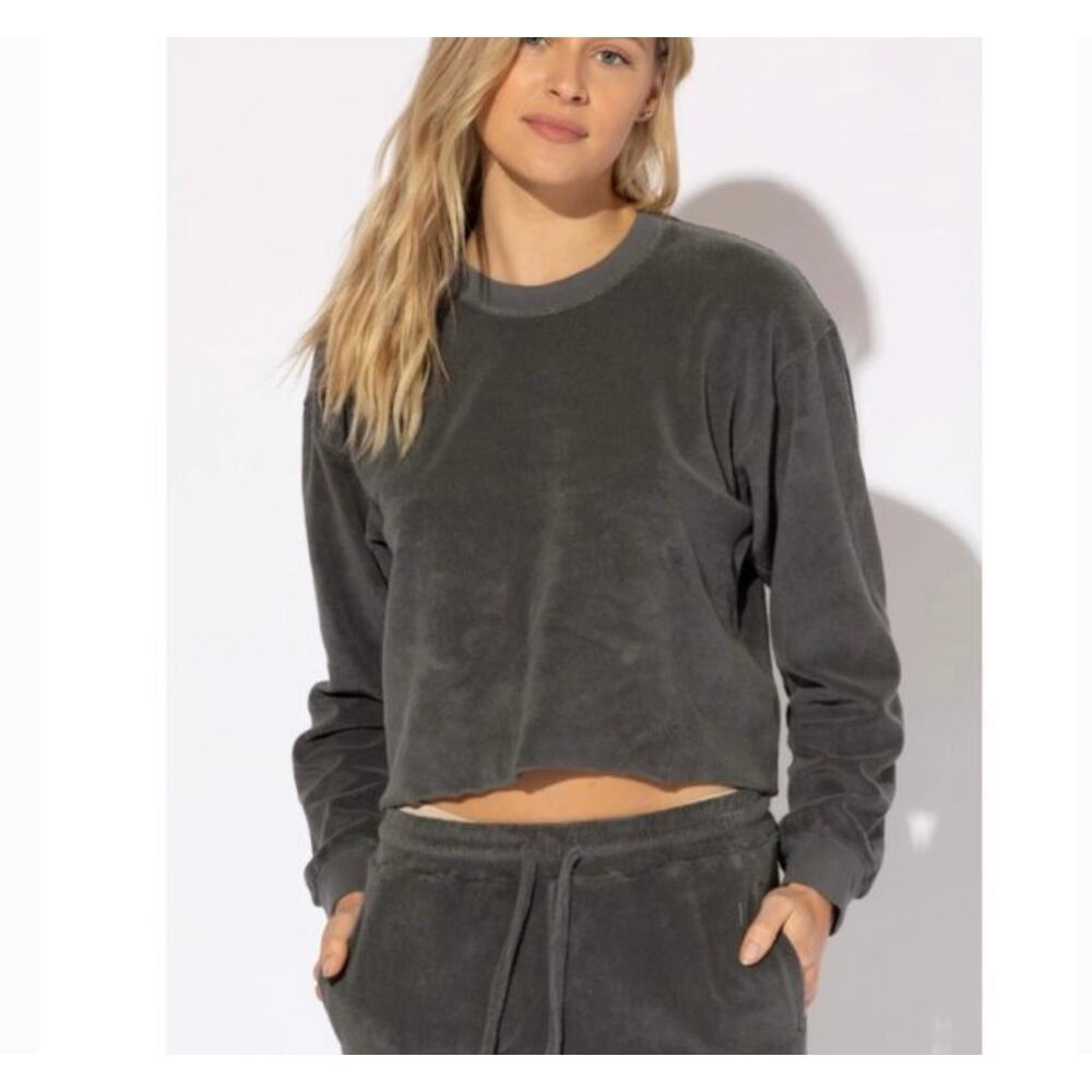 Sub_Urban Riot Cropped Terry Gigi Pullover Cotton Blend Sweatshirt Size Medium